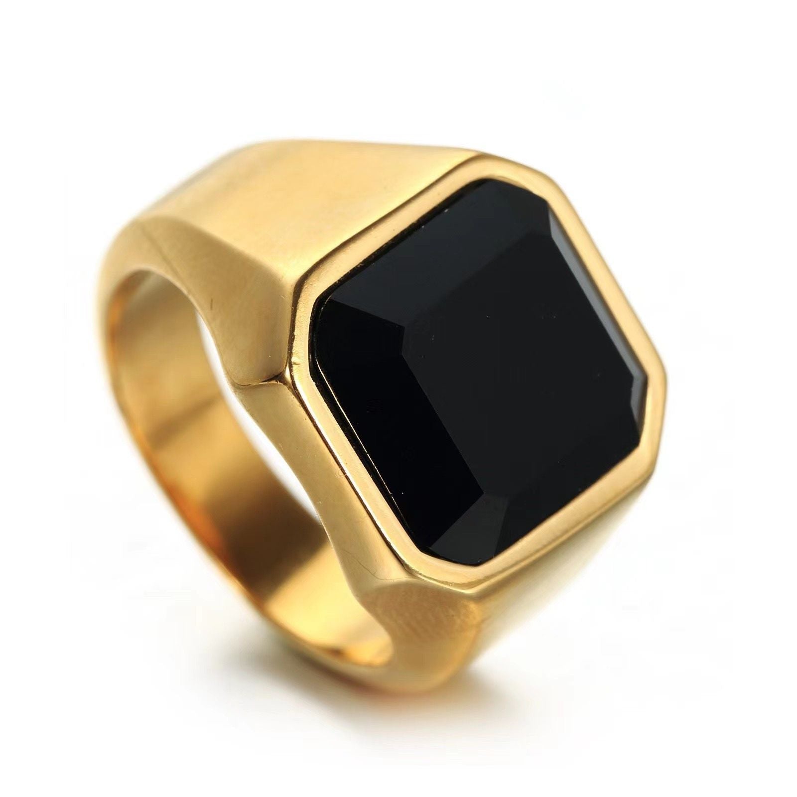 Titanium Agate Mens Square Ring