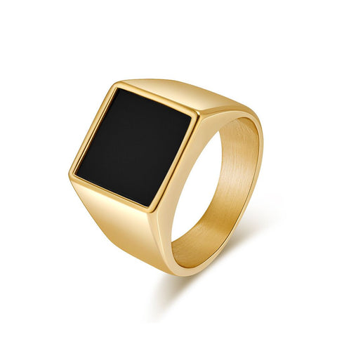 Titanium Square Onyx Ring