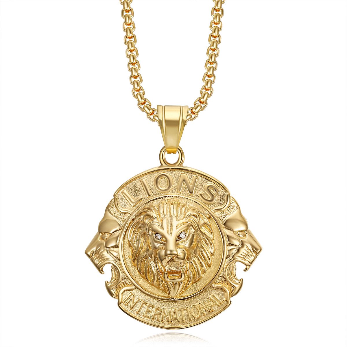 Titanium Global Lions Pendant (18k Gold Plating)
