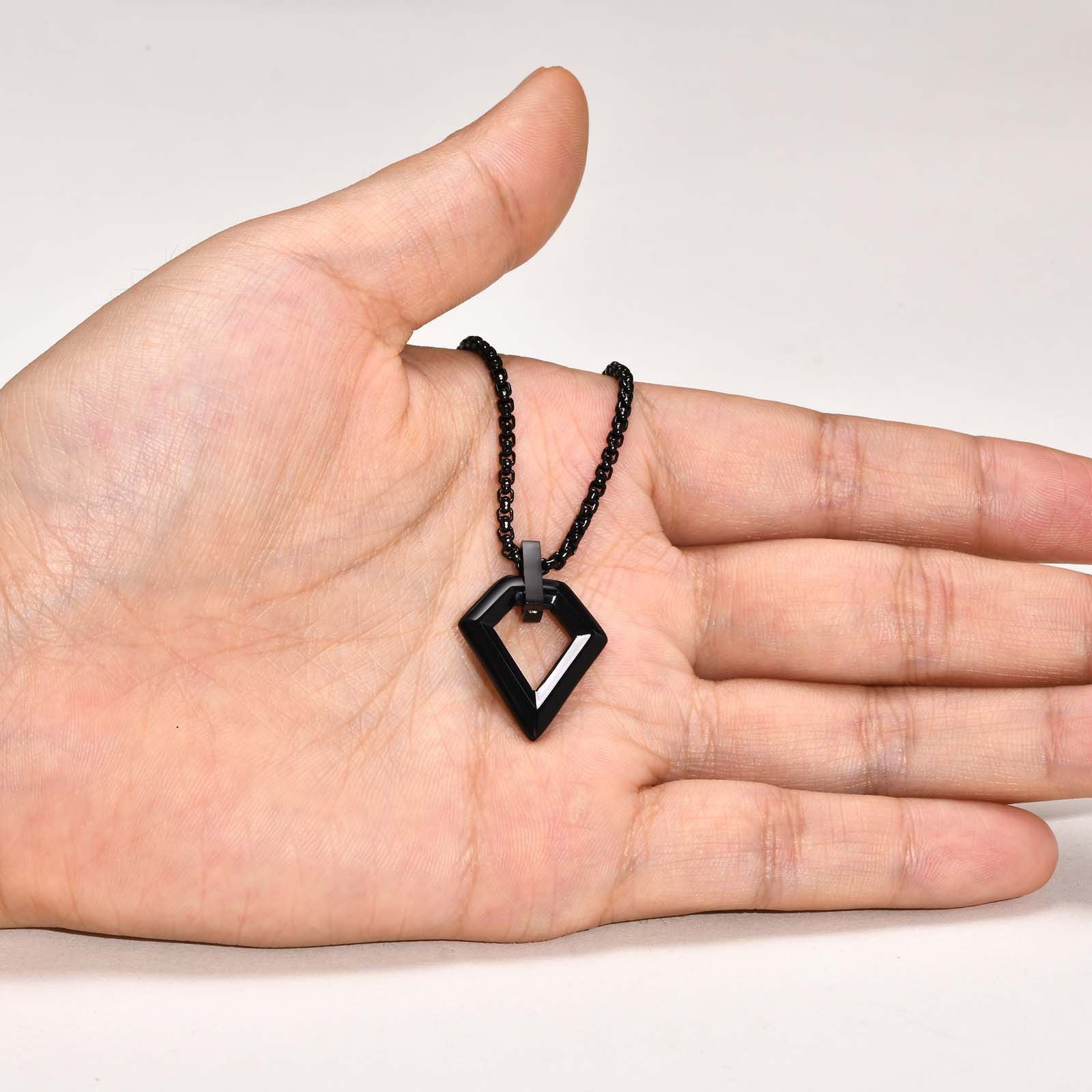 Black Diamond Shaped (Pendant + Chain) - 18K Gold Plated
