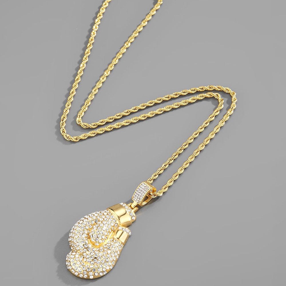 Iced Boxer (Pendant + Chain) - 14K Gold Plating
