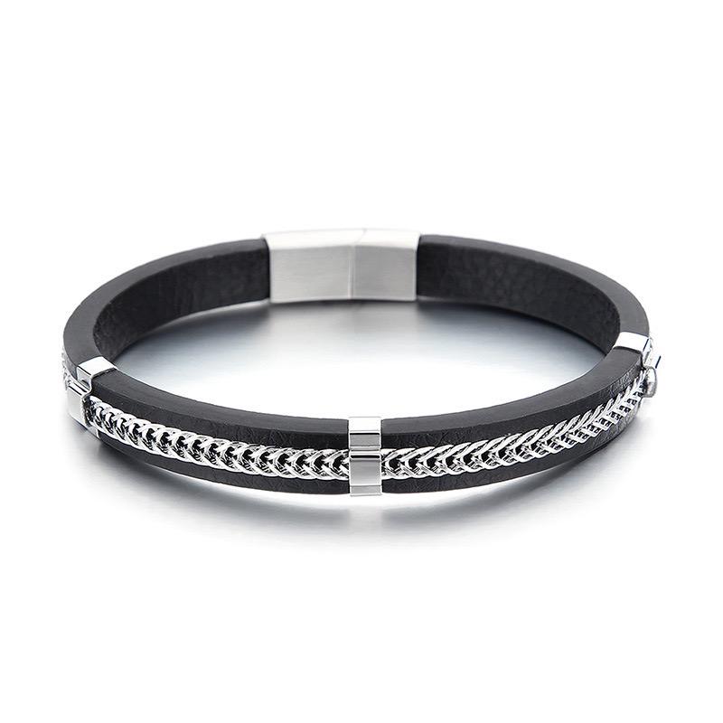 Titanium Steel Leather Bracelet