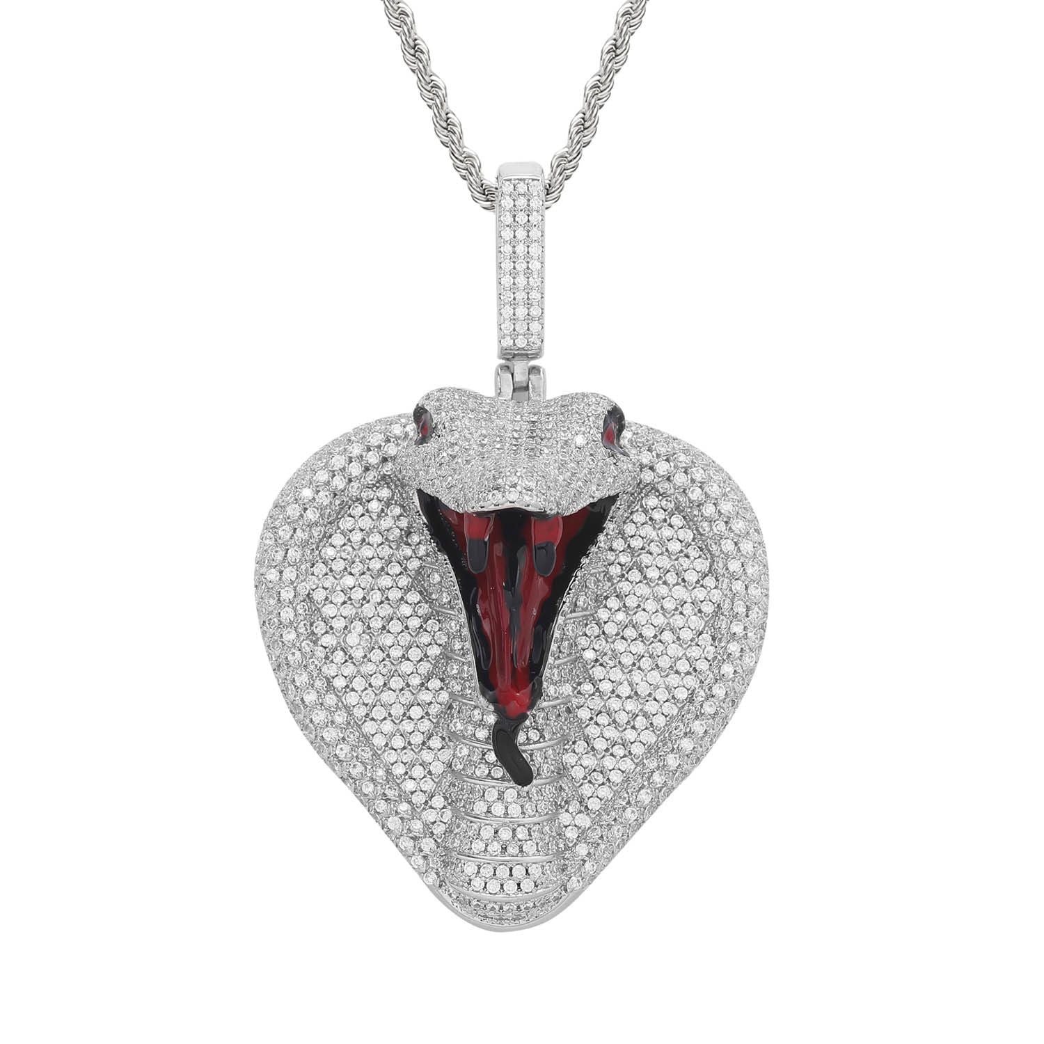 Cubic Zircon Iced Out Snake (Pendant + Chain)