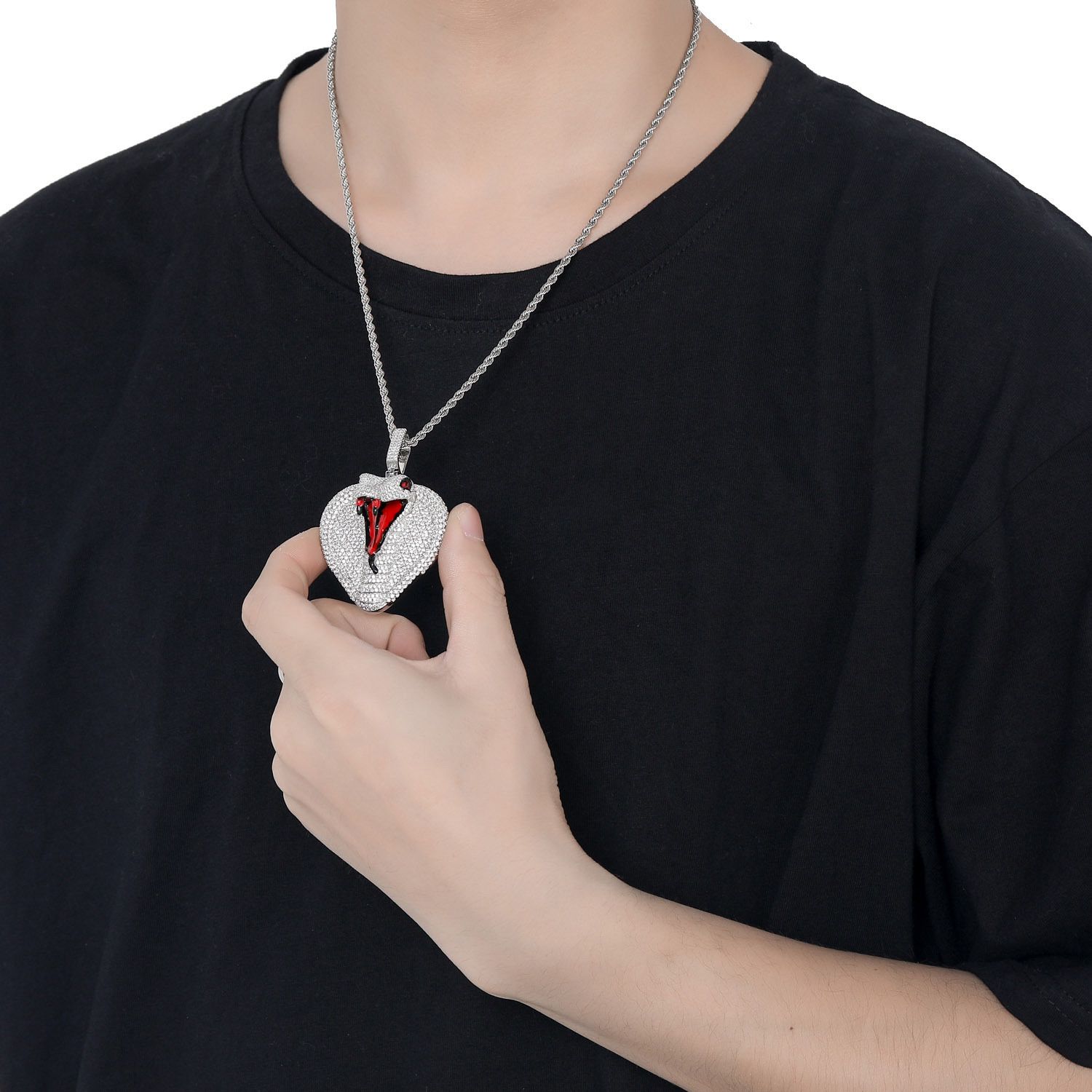 Cubic Zircon Iced Out Snake (Pendant + Chain)