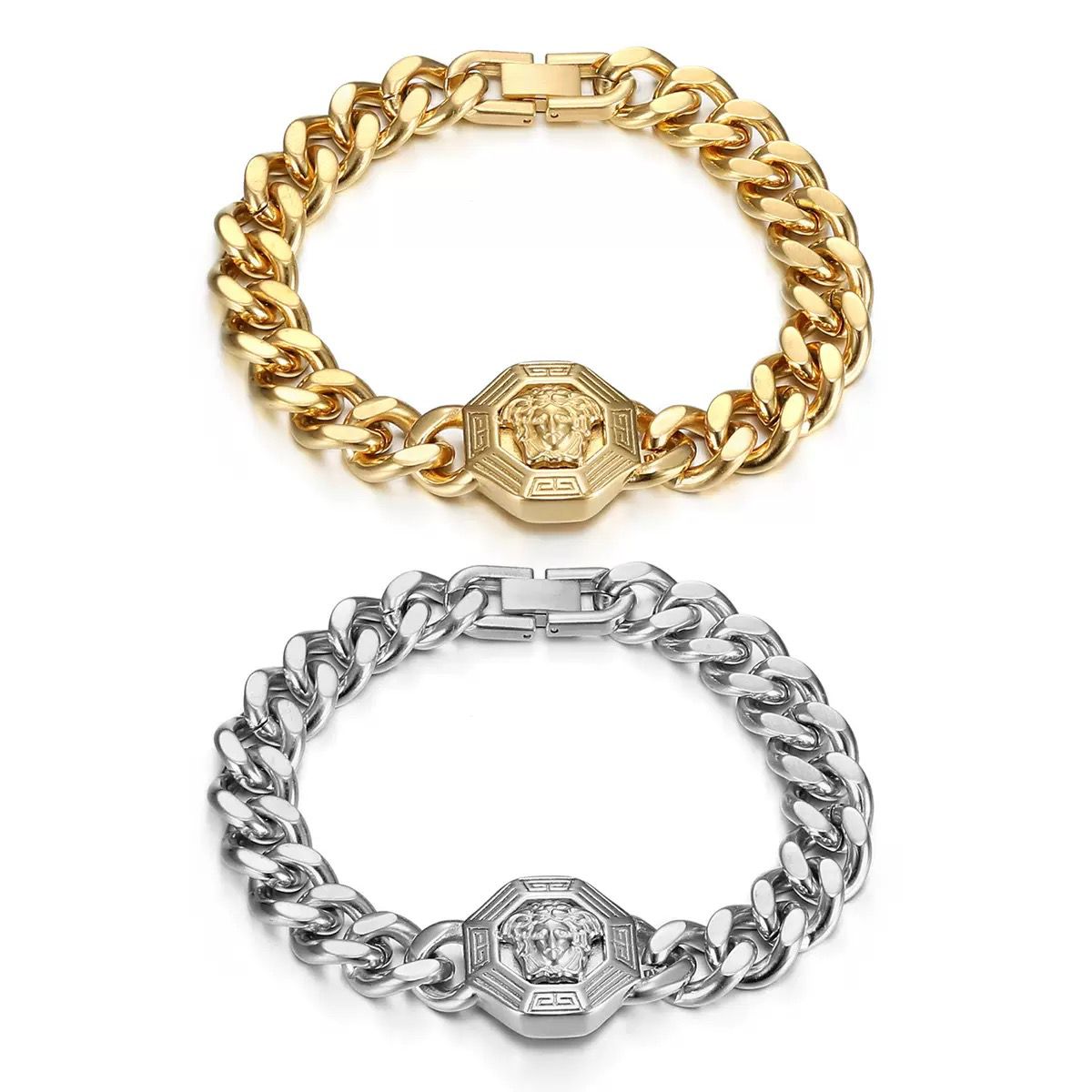 Medusa Cuban Men’s Bracelet - Titanium (18k gold Plated)