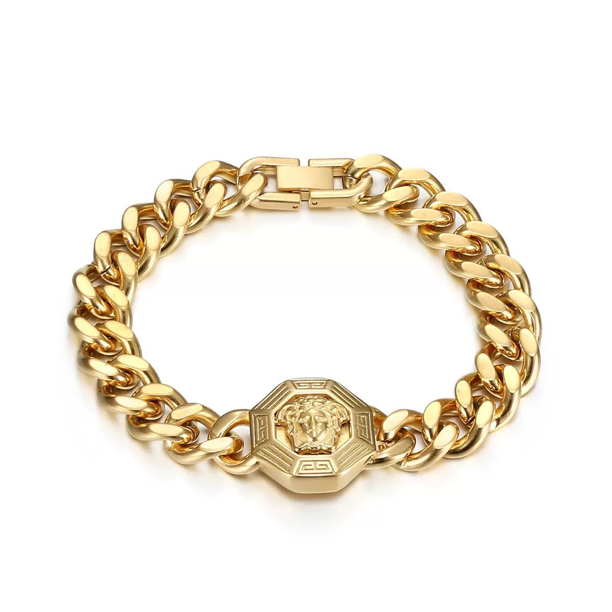 Medusa Cuban Men’s Bracelet - Titanium (18k gold Plated)