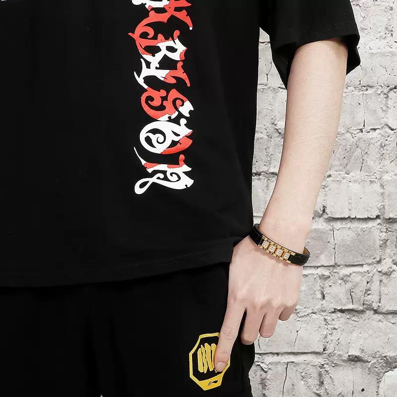 Gold Detailed Leather Bracelet - 18K Gold Plating