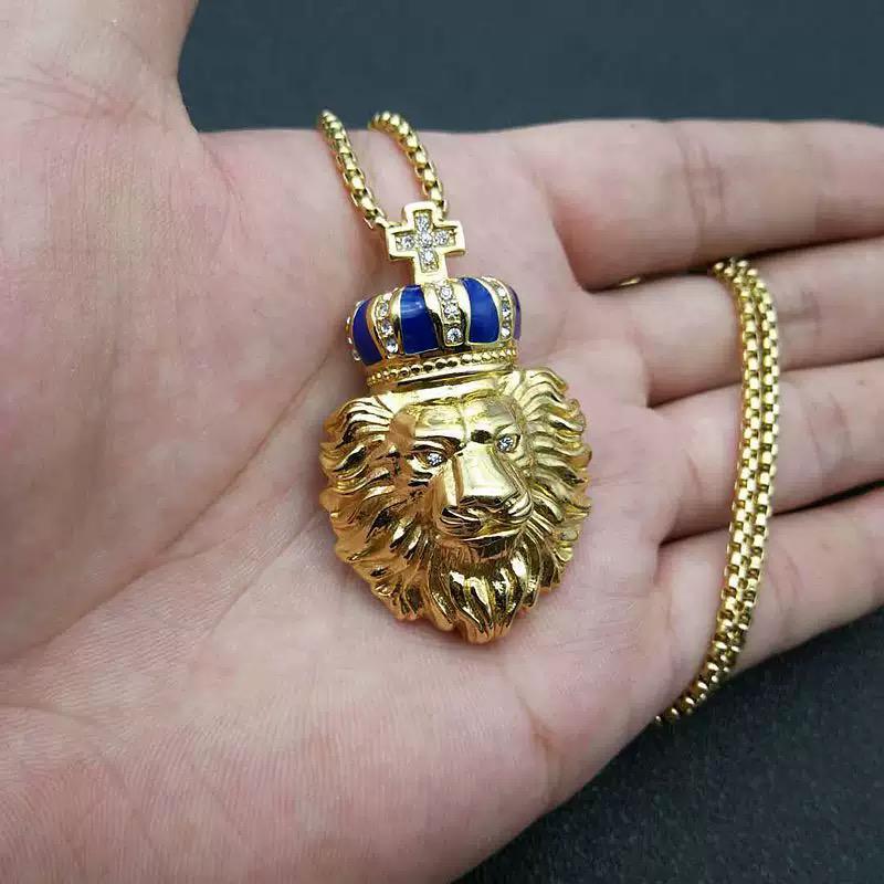 Lion Head ( Chain + Pendant) - Titanium - 18K Gold Plated