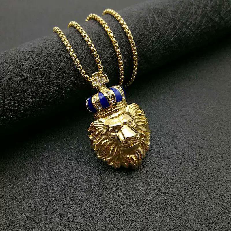 Lion Head ( Chain + Pendant) - Titanium - 18K Gold Plated