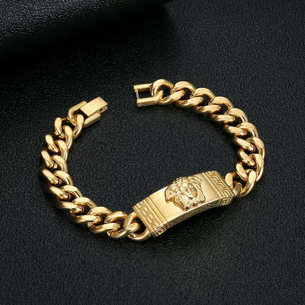 Medusa Cuban Men’s Bracelet - Titanium (18k gold Plating)