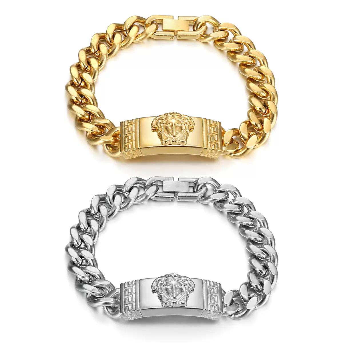 Medusa Cuban Men’s Bracelet - Titanium (18k gold Plating)