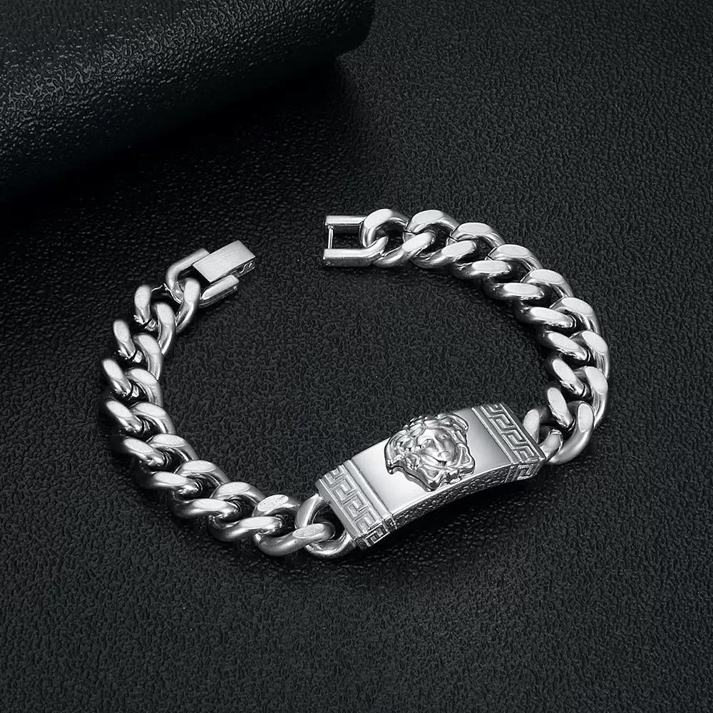 Medusa Cuban Men’s Bracelet - Titanium (18k gold Plating)