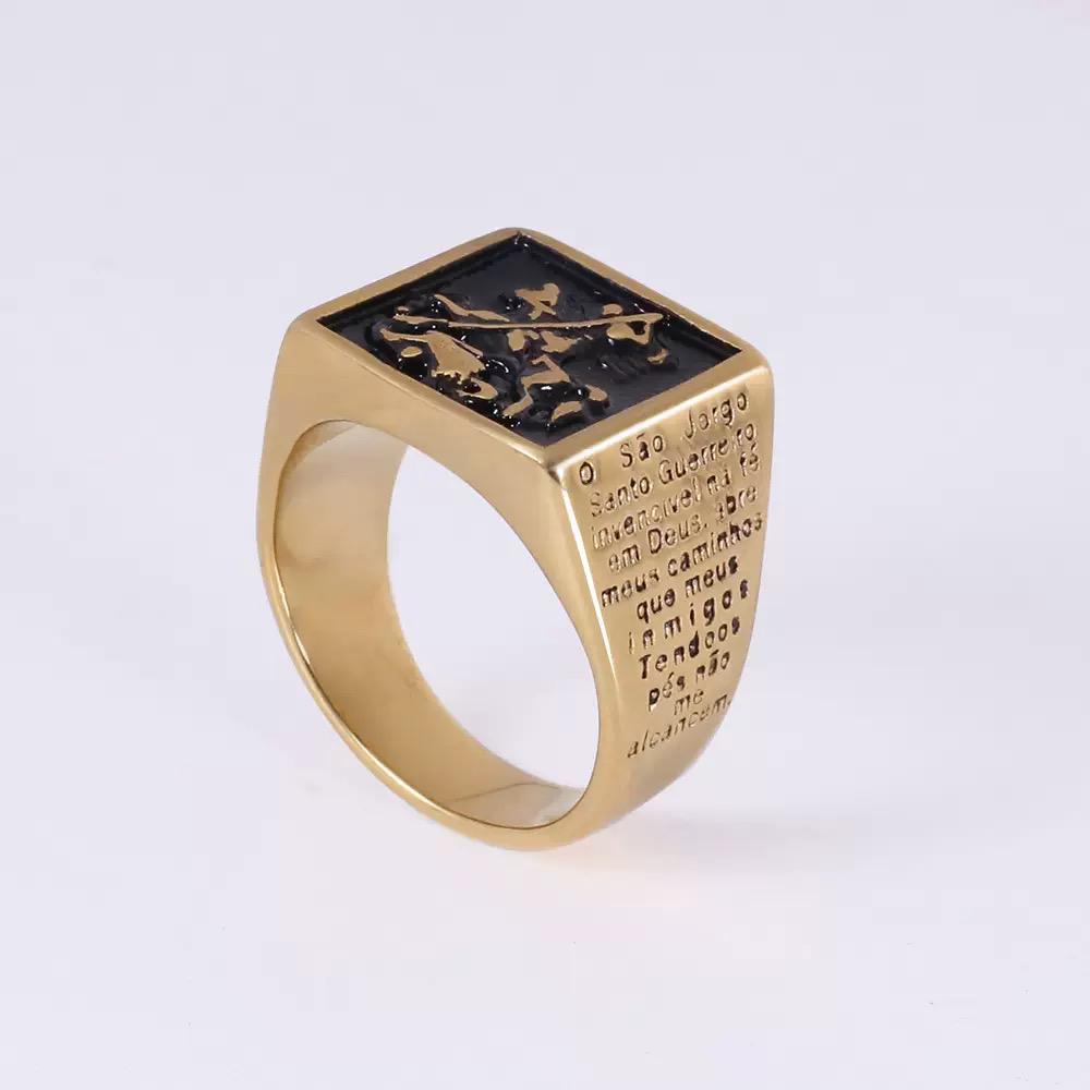 Men's St George Square Ring – 18k Gold Plated