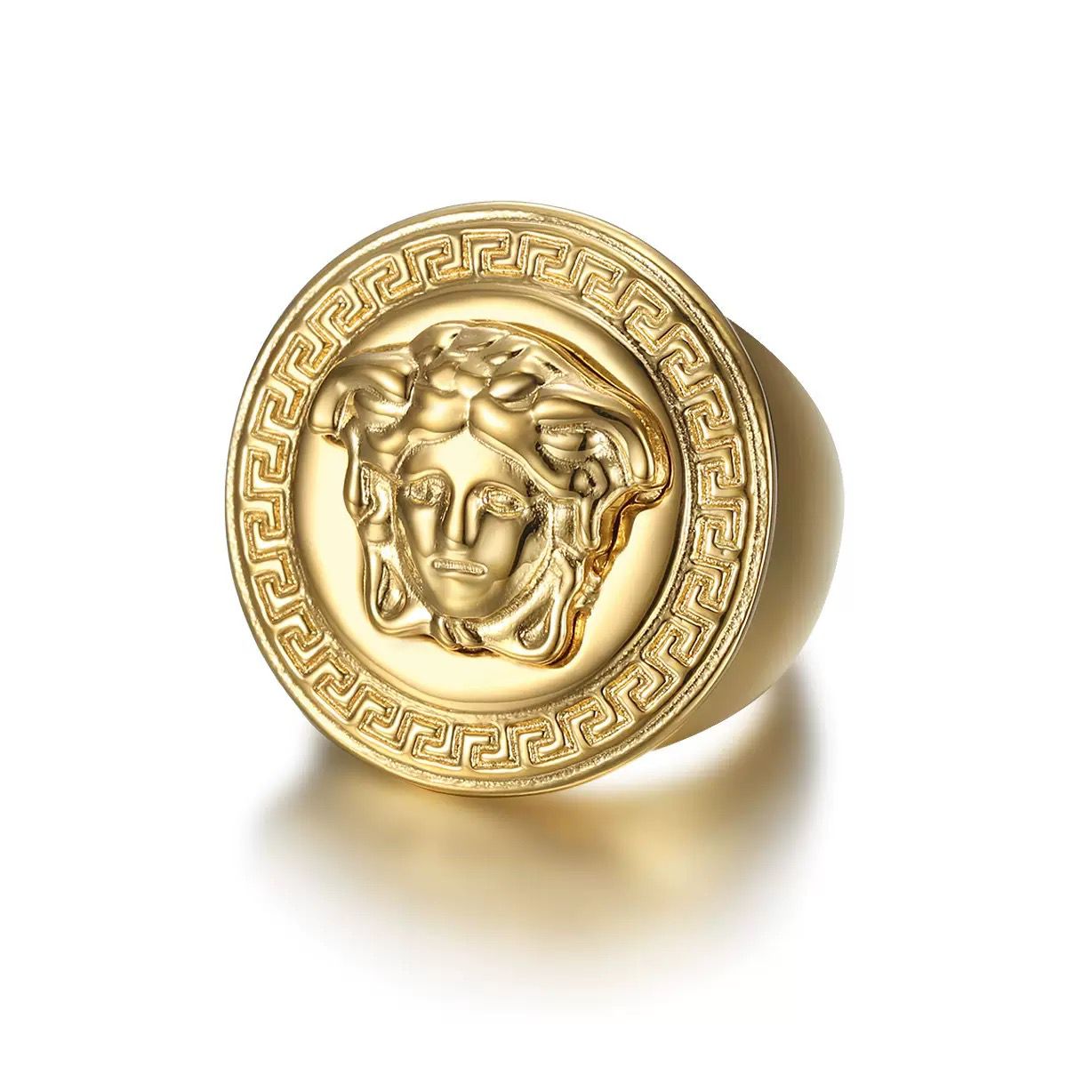 Bold Medusa Icon Men’s Ring - Titanium - 18K Gold Plating