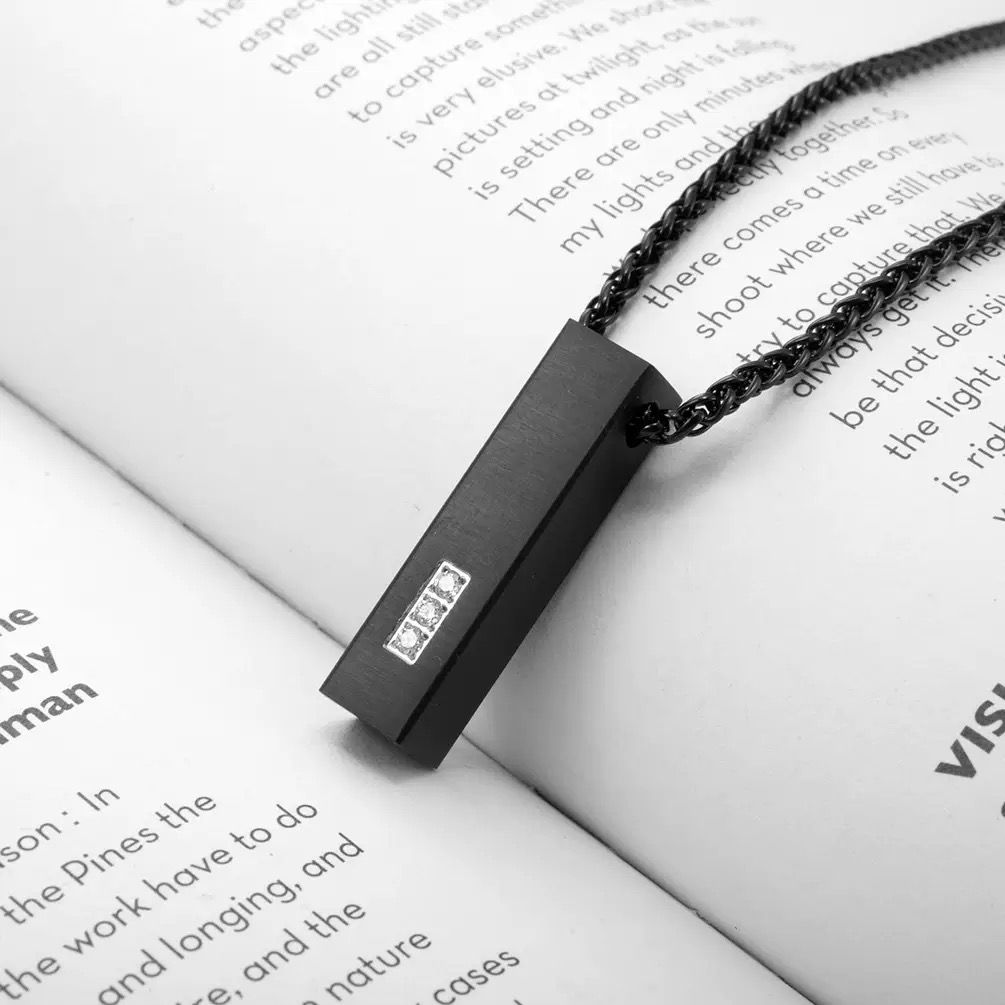 Triple Stud Pendant Chain - Titanium