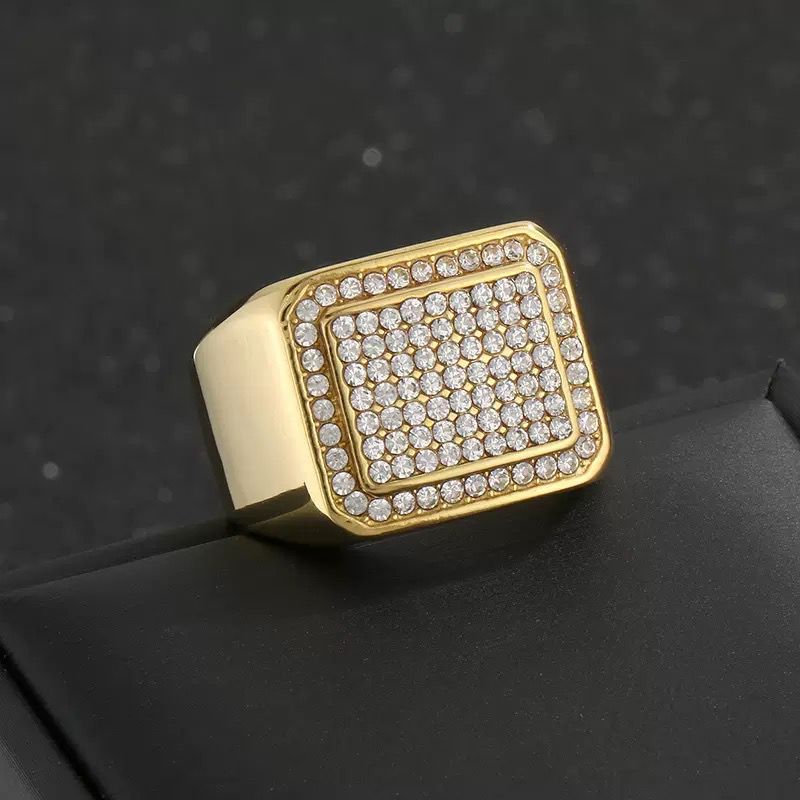 Square Zircon Titanium Ring