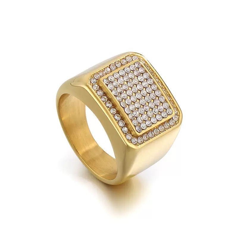 Square Zircon Titanium Ring