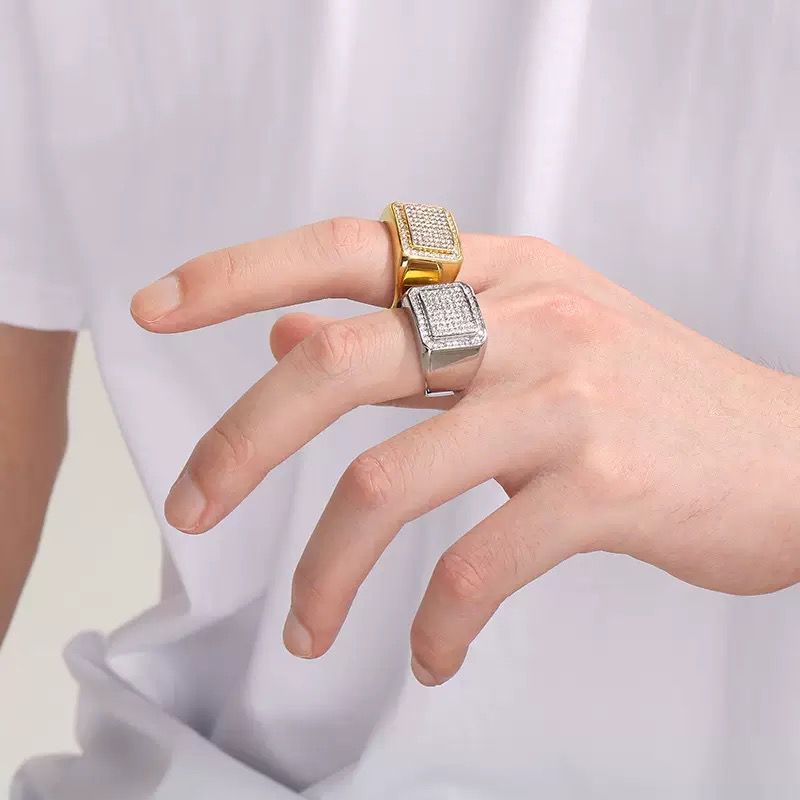 Square Zircon Titanium Ring