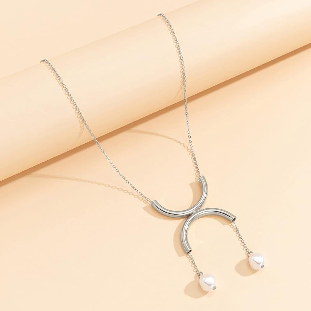 Double pearl drops chain pendant