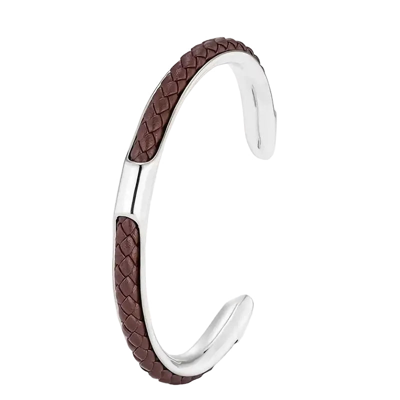 Silver Leather Bracelet/Cuff