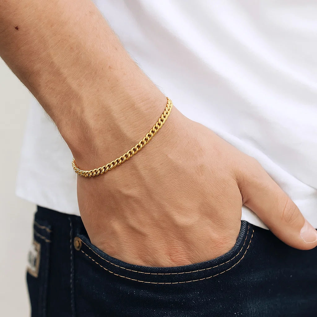 Sleek Cuban Bracelet (18K Gold Plating) 4mm