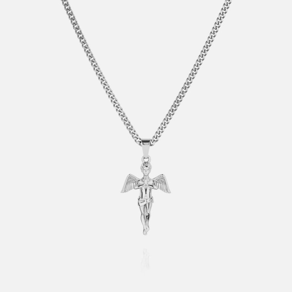 CHERUB (SILVER) PENDANT+CHAIN - 18K White Gold Plating