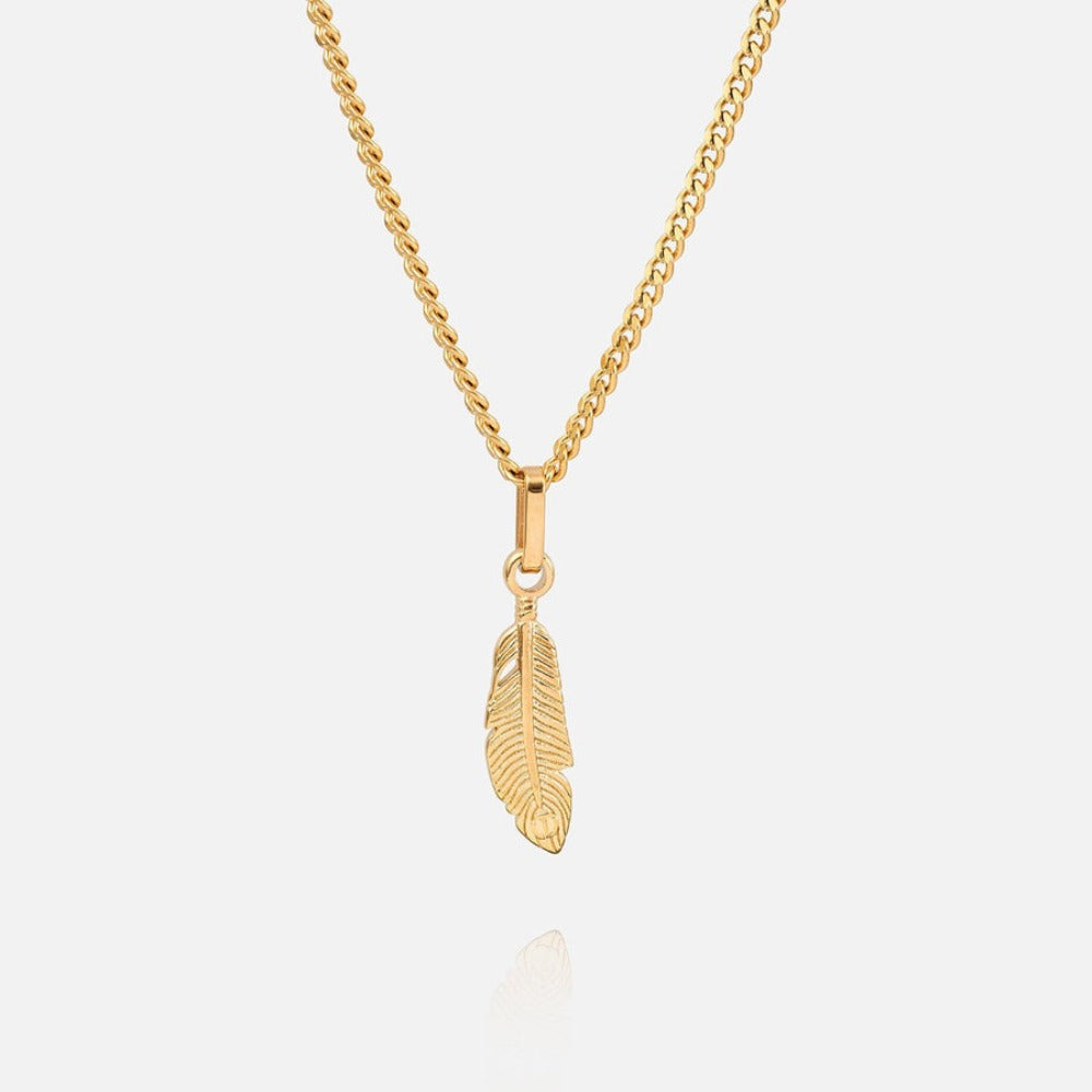 FEATHER (GOLD) PENDANT+CHAIN