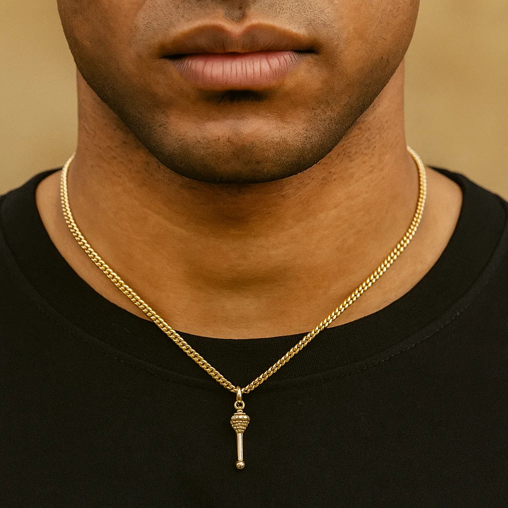 Powerful Hanuman Gadda (Pendant + Chain) - 18k Gold Plated