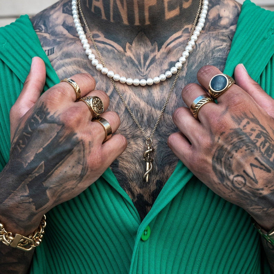 SERPENT (SILVER) PENDANT+CHAIN - 18K White Gold Plating