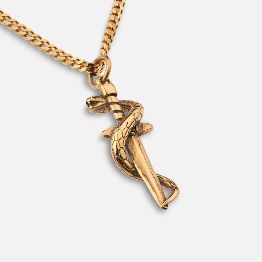 SERPENT (GOLD) PENDANT+CHAIN - 18K Gold Plating