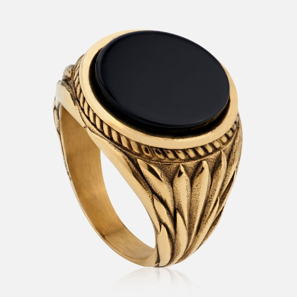 WREATH ONYX RING (GOLD)