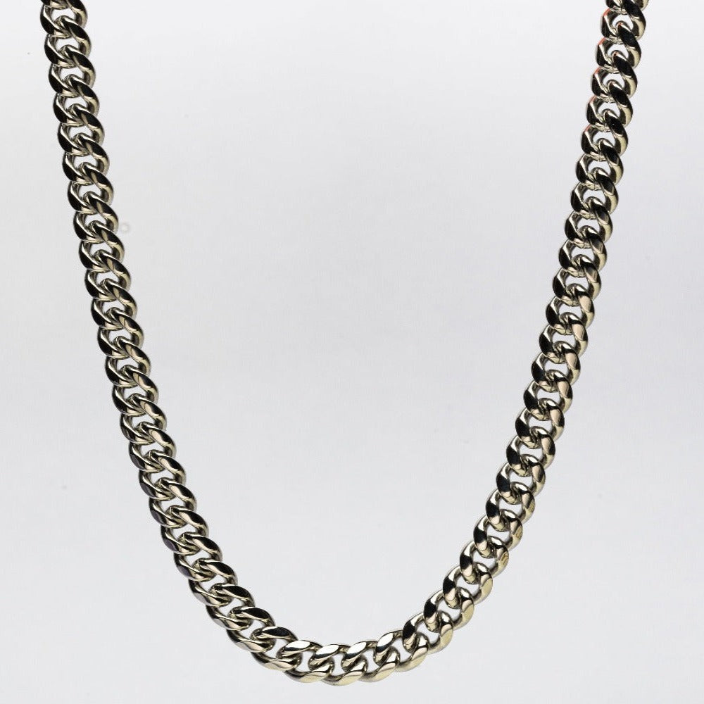 CUBAN CHAIN( 18K White Gold Rhodium Plating ) 8MM
