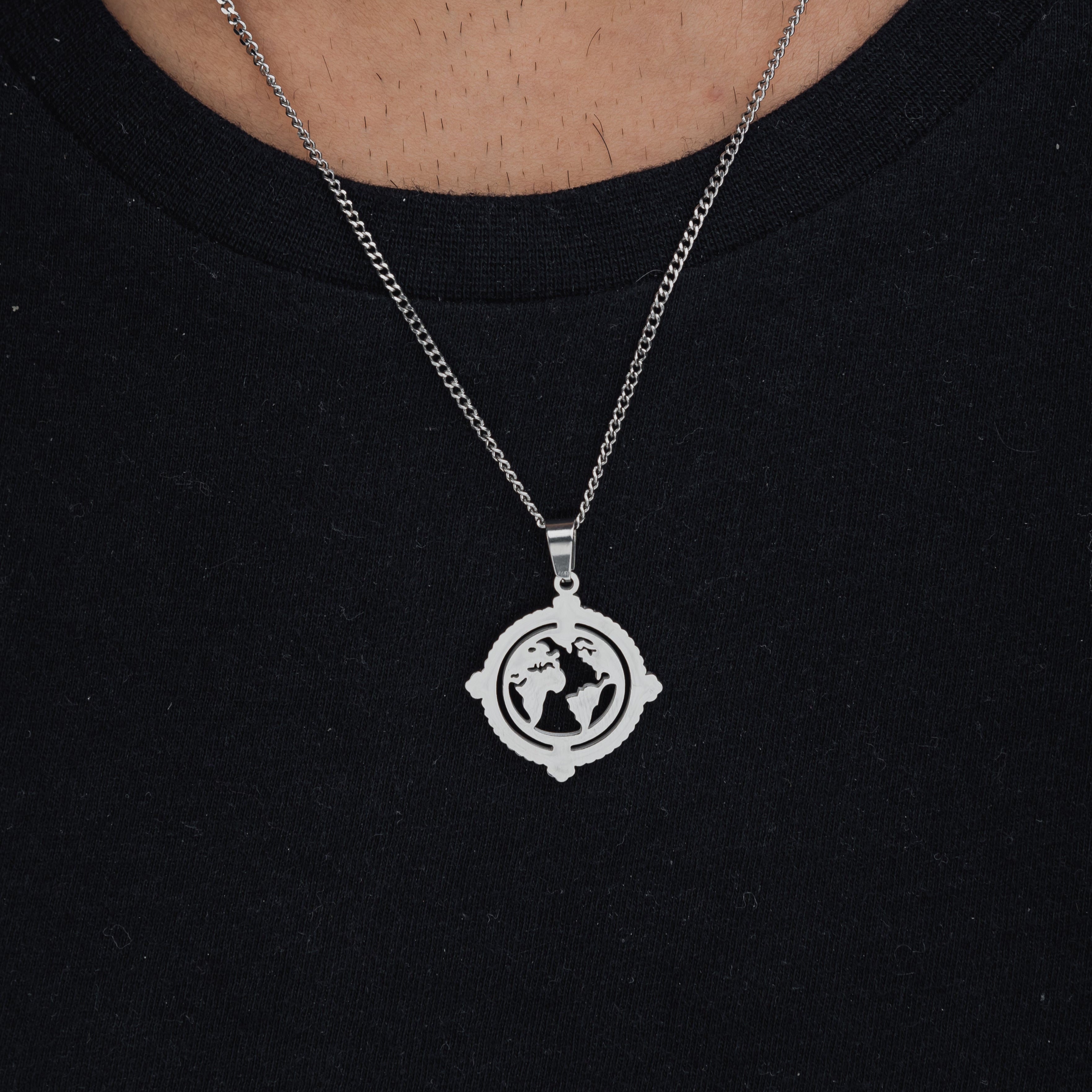 GLOBE (SILVER) Pendant+ Chain