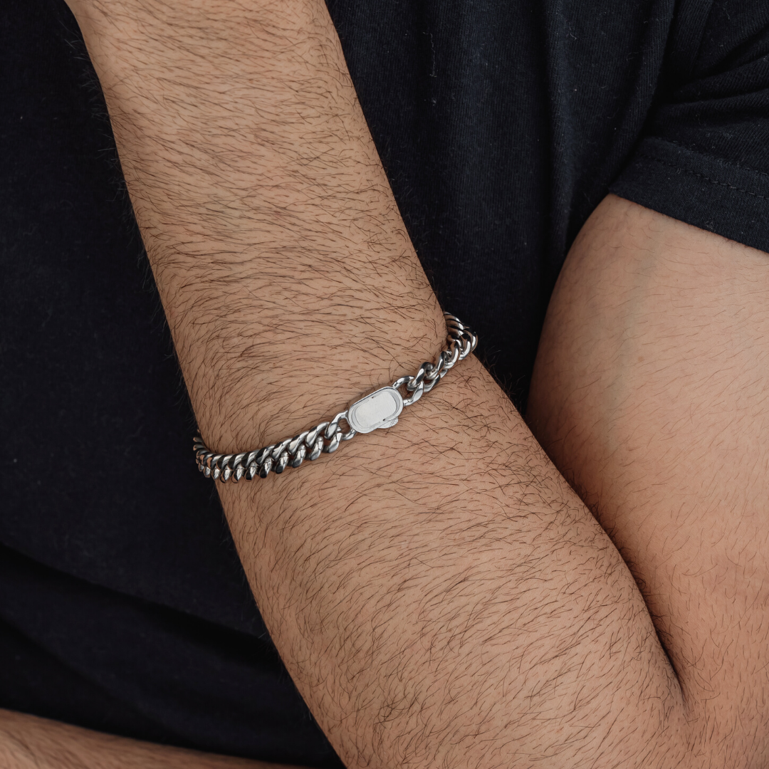 CUBAN BRACELET (18K WHITE GOLD RODIUM PLATING) 8MM