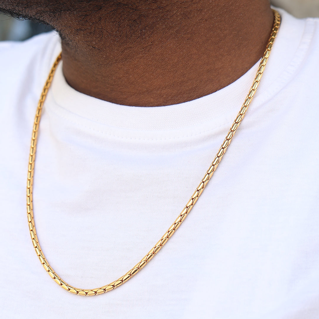 Cobra Men's Chain (18K Gold Plating)- 3 MM