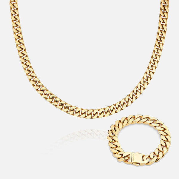 CUBAN 12MM SET (GOLD)