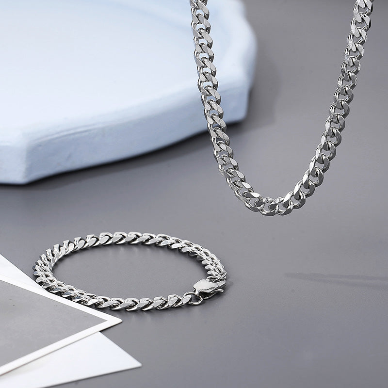 Men’s Chain and Bracelet - 7 mm - 18k Gold Plated