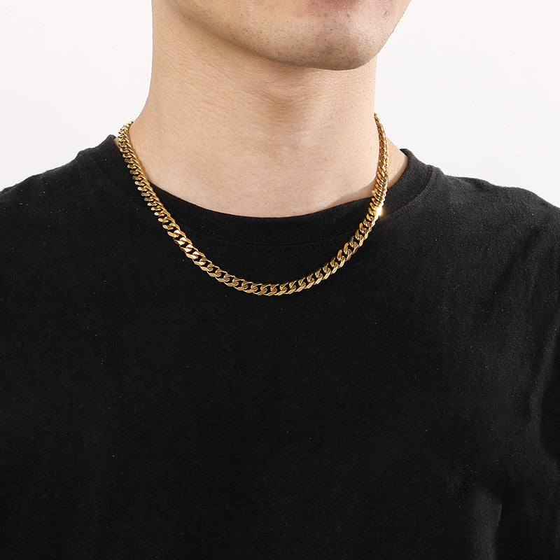 Men’s Chain and Bracelet - 7 mm - 18k Gold Plated
