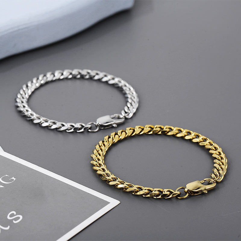 Men’s Chain and Bracelet - 7 mm - 18k Gold Plated