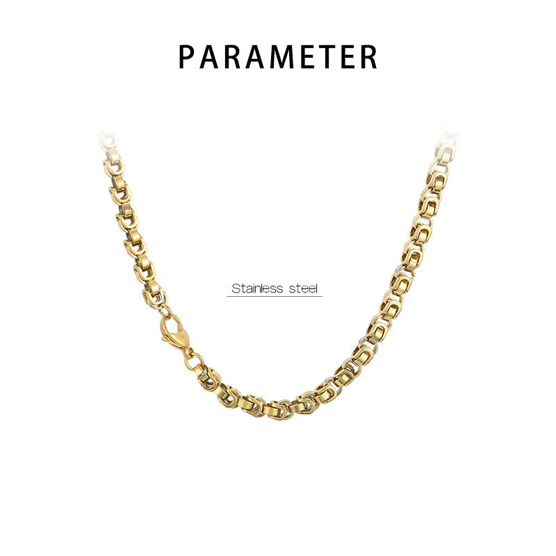 Bamboo Mens's Gold Plated Chain and bracelet. - 18K Gold Plated