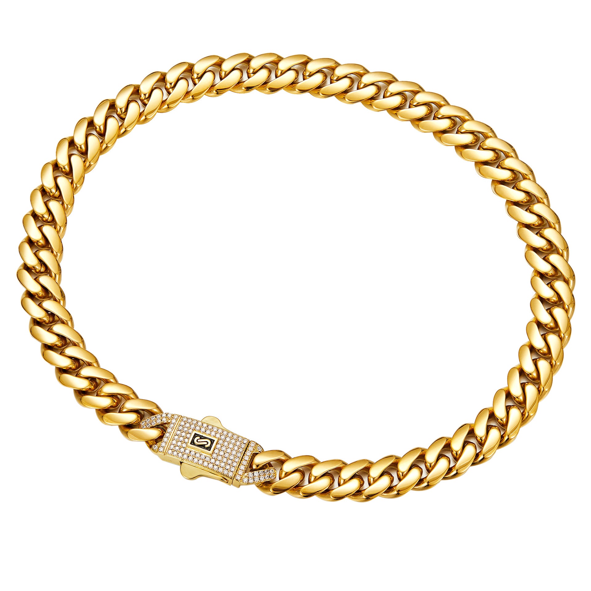Cuban Link curb Chain with zircon - 18K Gold Plated - 12mm