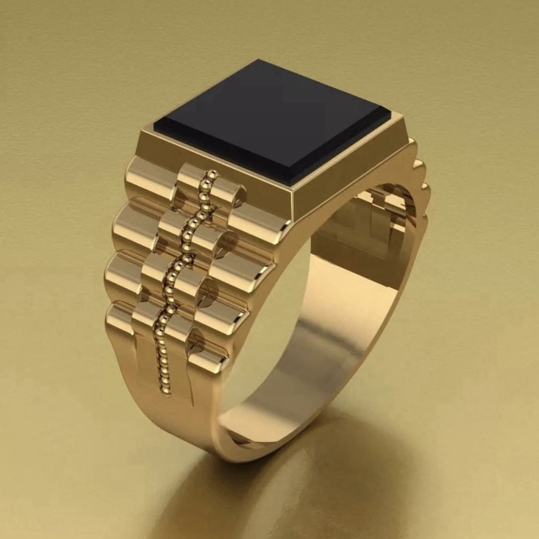 Square Black Gem Ring