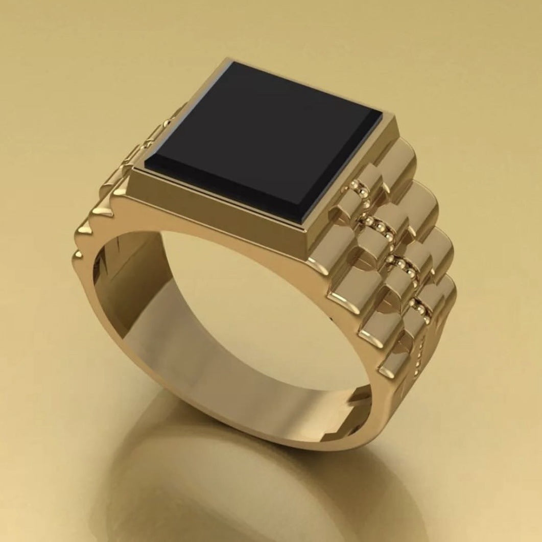 Square Black Gem Ring