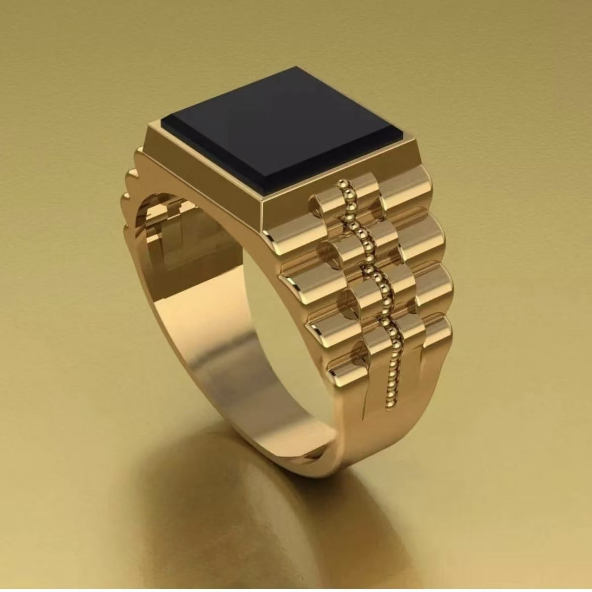 Square Black Gem Ring