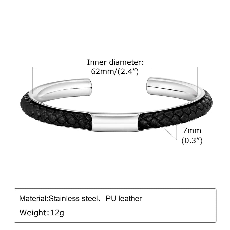 Silver Leather Bracelet/Cuff