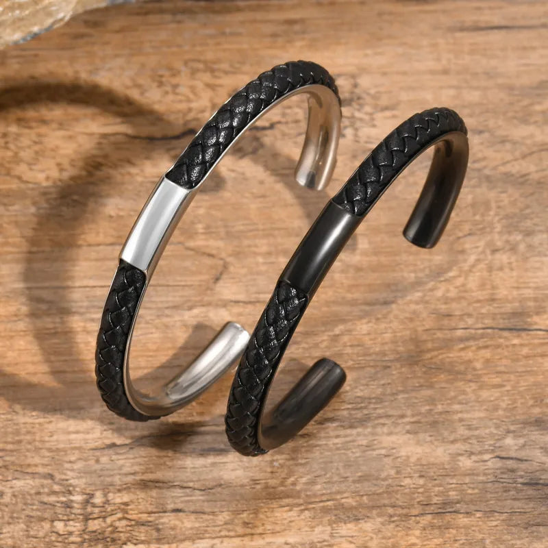 Silver Leather Bracelet/Cuff