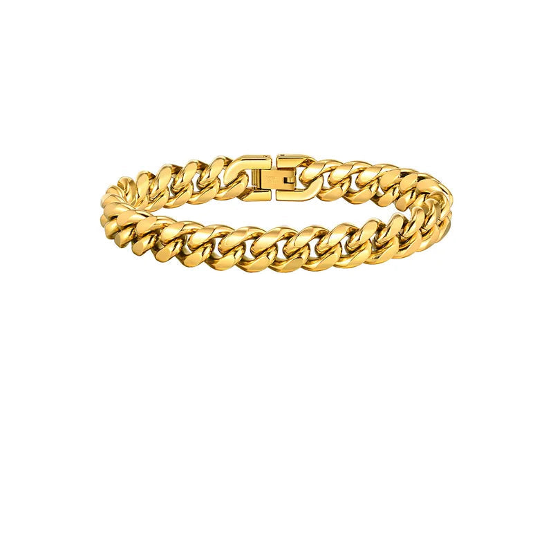 Classic Gold Cuban Bracelet -  18K Gold Plated - 12mm