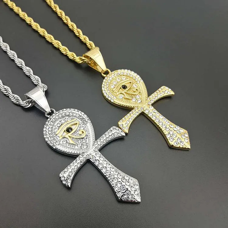Titanium - The Eye Of Horus (Pendant + Chain) - 18K Gold Plating