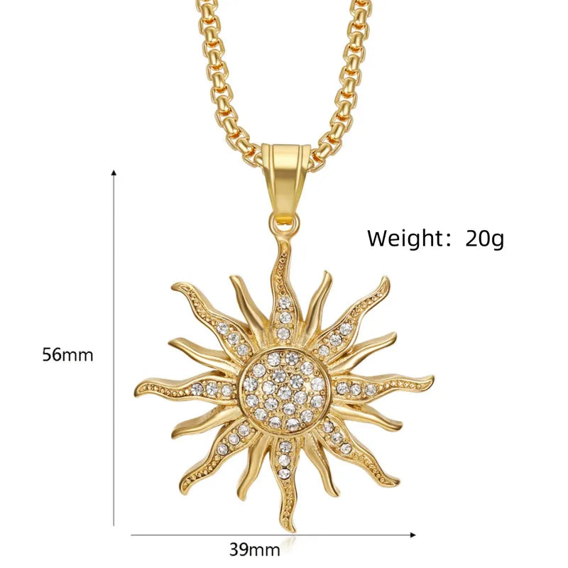 Sun ( Chain + Pendant ) - Titanium - 18K Gold Plated