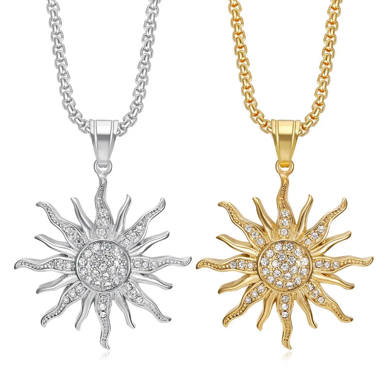 Sun ( Chain + Pendant ) - Titanium - 18K Gold Plated